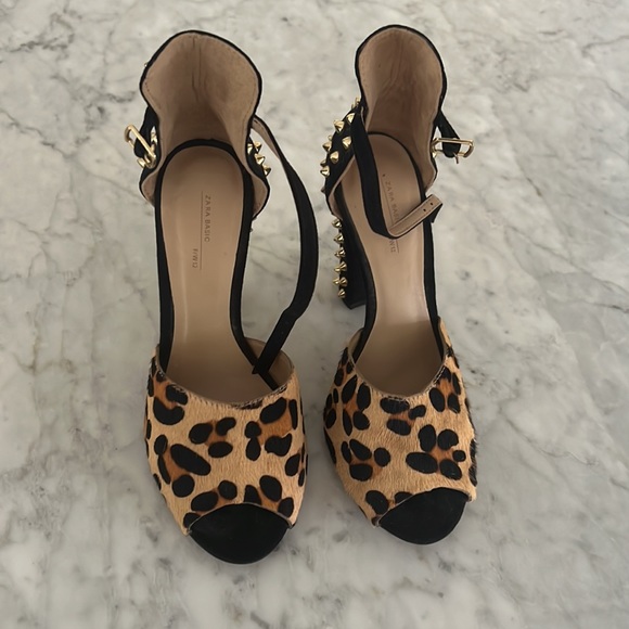 Studded Leopard Zara Chunky Heels - Picture 2 of 4